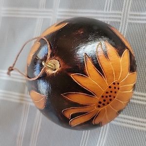 Handcarved Art Gourd Ornament Signed by P. Rojas